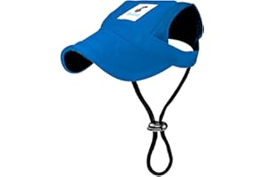 Pawaboo Dog Baseball Cap, Adjustable Dog Outdoor Sport Sun Protection Baseball Hat Cap Visor Sunbonnet Outfit with Ear Holes for Puppy Small Dogs, Large, Blue
