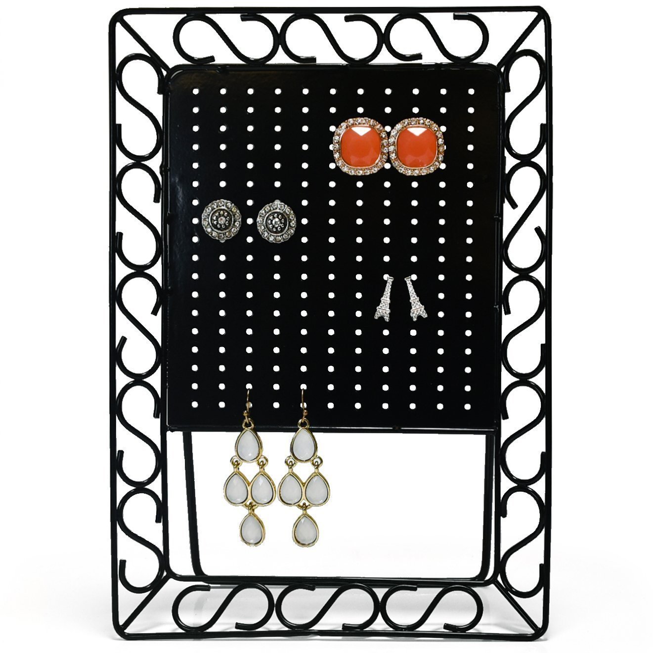 Mango Steam Tabletop Mini Metal Stud Earring Jewellery Organiser, Display Stand, Storage, Gift (Photo Frame, Black)