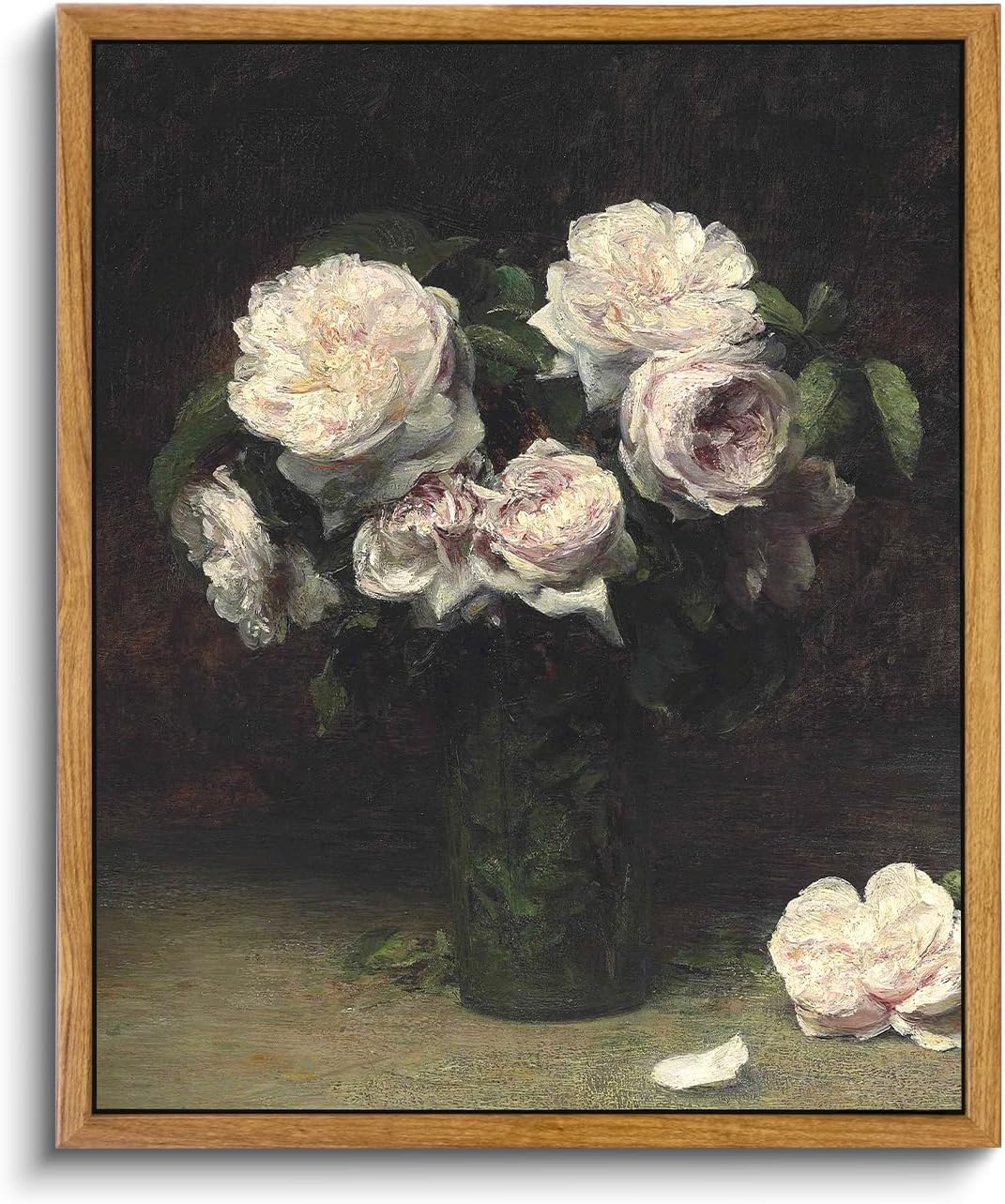 Wall Décor - VIYYIEA Vintage Flower Wall Art Decor Framed Canvas Wall Art for Living Room Decor Flower in Vase Classical Pinting Wall Decor for Bedroom Bathroom Pictures 9