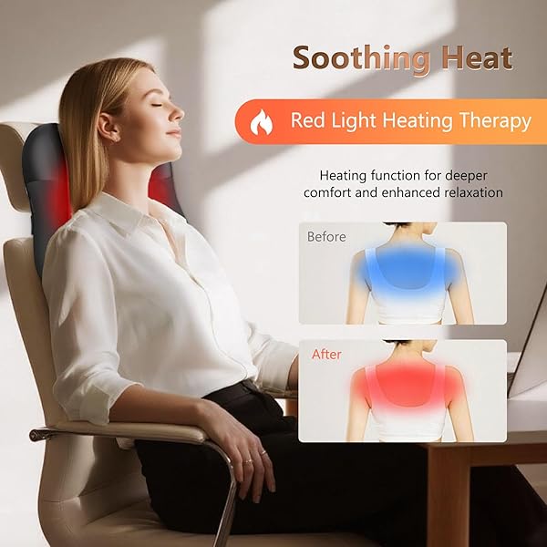 BACK MASSAGER WITH HEAT, CORDLESS BACK AND NECK MASSAGE FOR PAIN RELIEF DEEP TISSUE, 4D SHIATSU AND PERCUSSION MASSAGE PILLOW, LOWER BACK MASSAGER FOR OFFICE,GIFTS FOR CHRISTMAS WOMEN MEN, BLACK