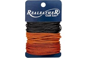 Realeather Crafts RLC00802-22-leather-cord-and-lacing Leather-Cord-and-Lacing, 2mm by 8 yd Carded, Ebony/Cedar/Mahogany