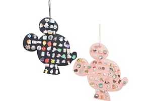 JOYMOMO Hanging Brooch Organizer - Enamel Pin Display, Cute Cartoon Shape Storage Holder for Brooch Pins (Black + Pink)