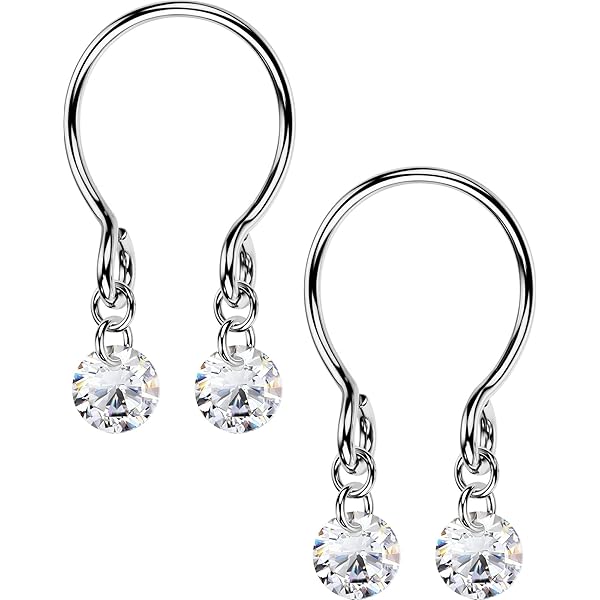 Non-Piercing Clip-On Nipple Rings Stainless Steel With Chain Dangle | Silver