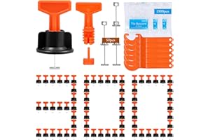 Tile Leveling System Kit with 300 Tile Leveler, 1500 Cross-Shaped Tile Spacers 2mm, 6 Wrench and 50 Replaceable Spare Steel T