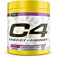 Cellucor C4 Energy + Aminos Powder | 5g BCAAs & EAAs for Muscle Recovery, 3 Electrolytes for Hydration, 100mg Natural Caffeine | Pre Workout | Zero Sugar, 30 Servings, Grape