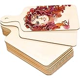 Oomcu 12 PCS Wooden Mini Cutting Board with Handle,Rectangle Unfinished Wood Craft Paddle Serving Tray Chopping Board Cutout for DIY Thanksgiving Christmas Home Kitchen Fruit Decor (11.8 x 6.3 Inch)