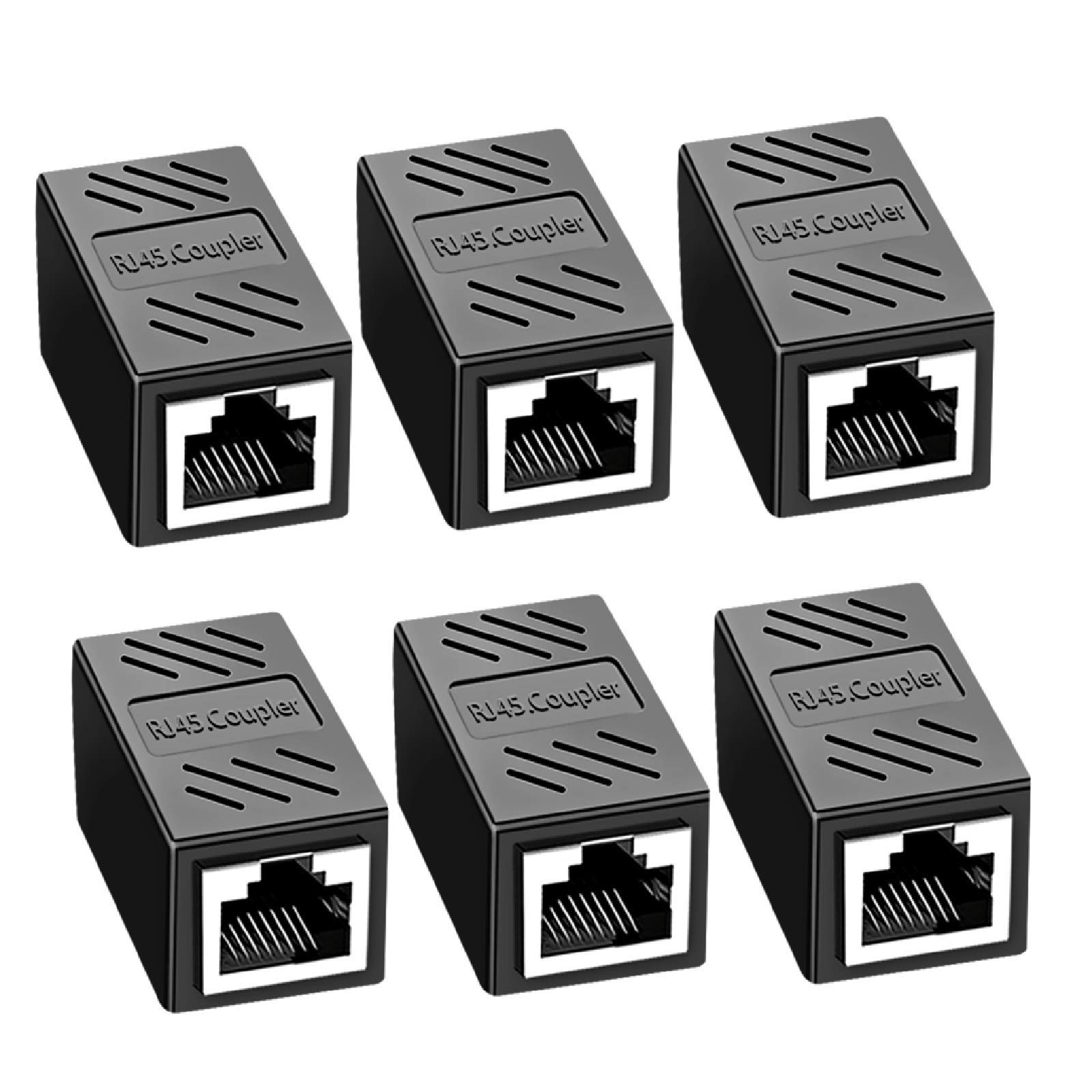 BuxiuGK 6Pcs RJ45 Coupler,RJ45 Coupler Ethernet Extension 8P8C for Cat8/Cat7/Cat6/Cat5e/Cat5 Extending the Ethernet Cable Network Cable Coupler Female to Female,Black