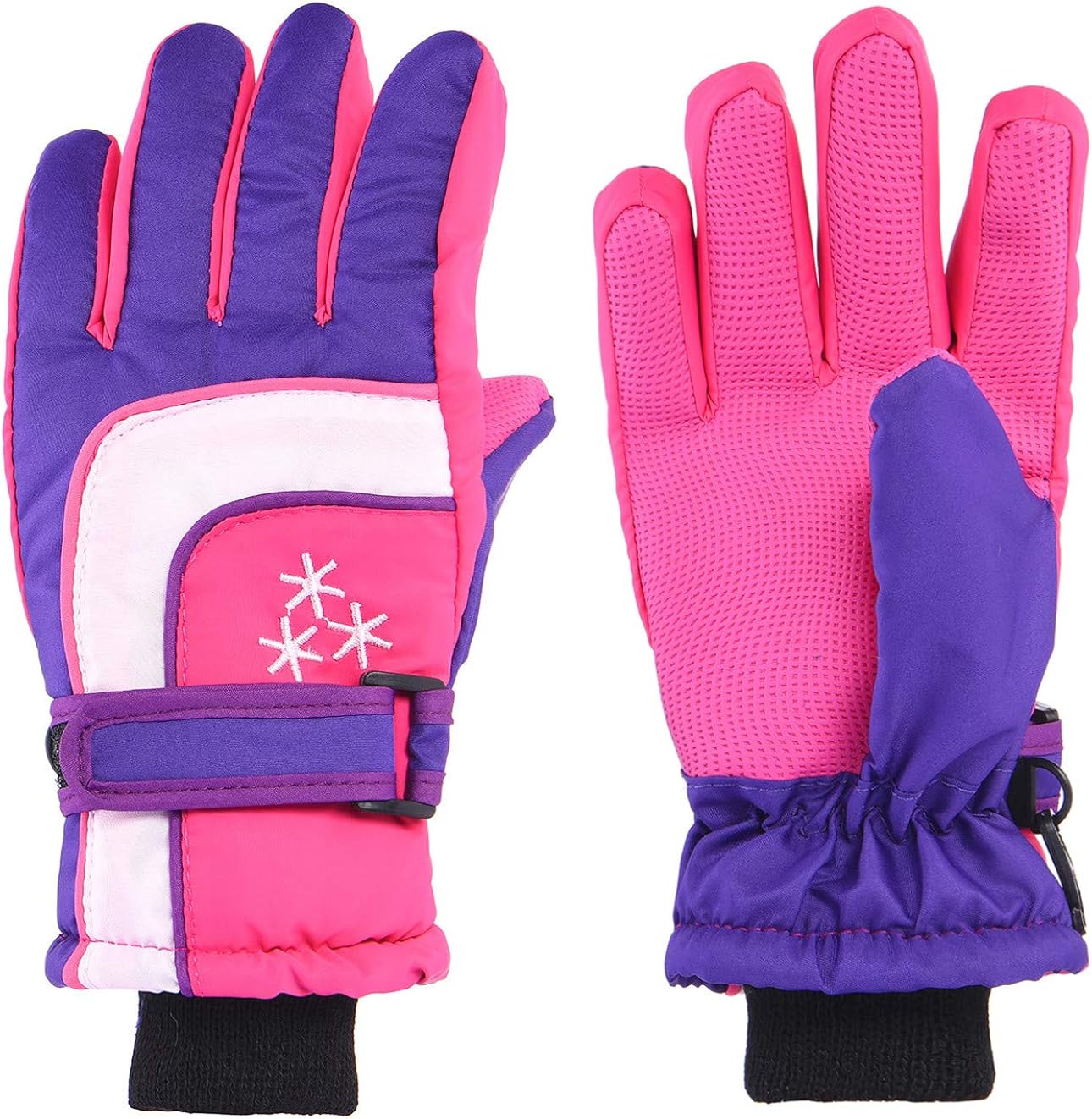 Insulated Winter Cold Weather Ski Gloves for Kids (Boys and Girls) Waterproof Windproof (Purple): Clothing