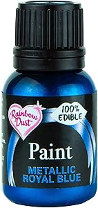 Ready-to-use Metallic Royal Blue 100% Edible Food Paint for Cake and Icing Decoration by Rainbow Dust