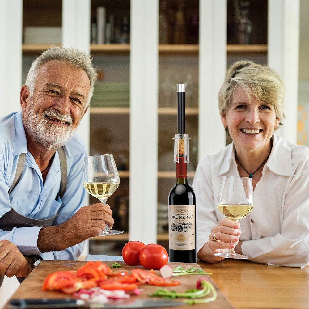 Wine Opener Set 4 Pcs, Wine Tool Set with Wine Bottle Opener Wine Pourer Foil Cutter and Vacuum Stopper, Wine Accessories Gifts for Man & Woman