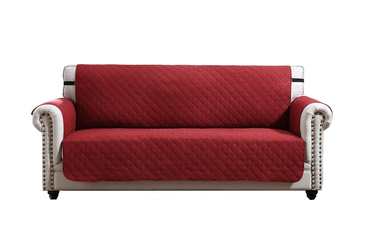 Argstar Reversible Large Sofa Slipover Couch Cover Furniture Protector Wine Red/Tan