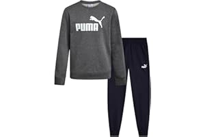 PUMA Boys Sweatpants Set - 2 Piece Soft Fleece Crewneck Pullover Boys Sweatshirts and Jogger Pants Kids Activewear Set (4-16)
