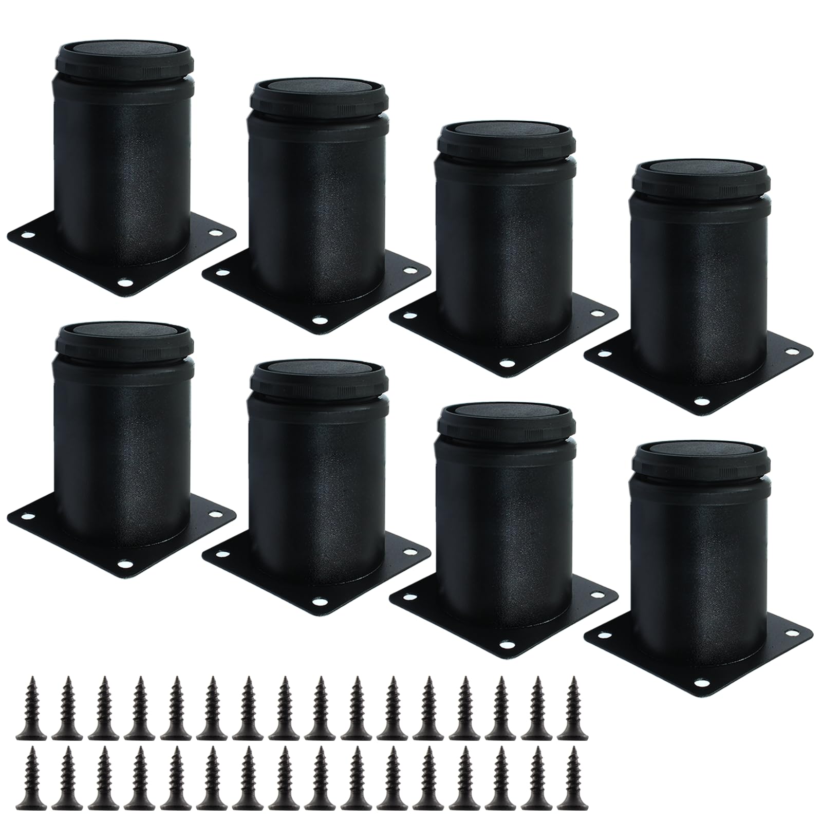 Photo 1 of Seimneire 8Pcs 2.5 Inch / 60mm Adjustable Furniture Legs Stainless Steel Feet, Heavy Duty Table Legs Metal Sofa Legs, Black Desk Legs Dresser Feet for Chair Couch Cabinet (2 Inch Dia Round)