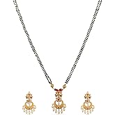 TARINIKA Antique Gold Plated Falgu Mangalsutra Necklace set with Floral Design - Indian Jewelry Set for Women | Perfect for Ethnic Occasions | Traditional South Indian Necklace | 1 Year Warranty*