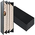 FLKQC Restaurant Menu Covers Holders 4.25" x 11" | Pack of 5 Synthetic Leather Quad Fold Panels 6 View Angled Corners Black for Wine List, Drinks (5, Quad Fold Panels 6 View (4.25 x 11 inch))