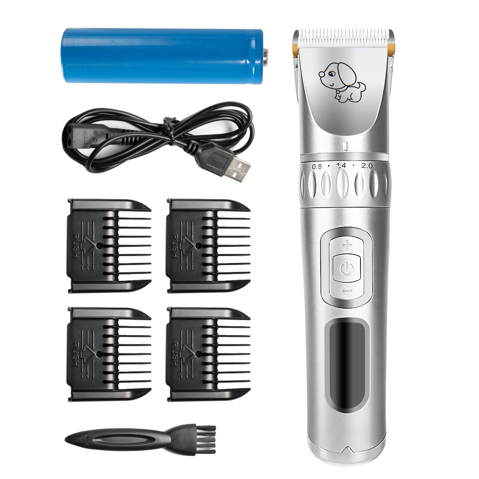 Zoneyee Pet Grooming Clipper Kits, Low Noise for Dogs and Cats, Rechargeable Cordless Electric Haircut Set for Pets