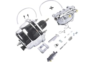 NEWZQ 7" Chrome Power Brake Booster Master Cylinder Disc Drum Kit Replacement for Chevy Bel Air One-Fifty Two-Ten Series 1955