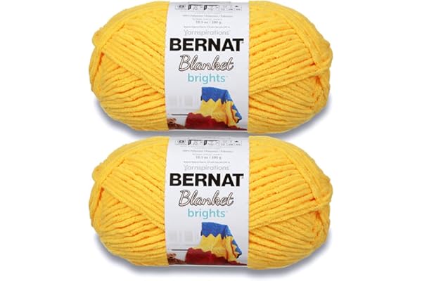 Bernat Blanket Brights School Bus Yellow Yarn - 2 Pack of 300g/10.5oz - Polyester - 6 Super Bulky - 220 Yards - Knitting/Crochet