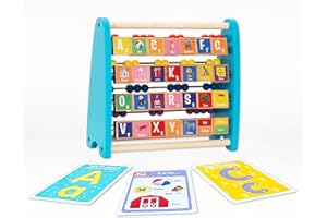 JULIAN & LUCA Brilliant Baby® First Words Abacus | Toddler Learning Toy | Educational and Fun Wooden Abacus with Letters First Words and Colors for Early Childhood Development | Interactive Toy for Toddler and Baby