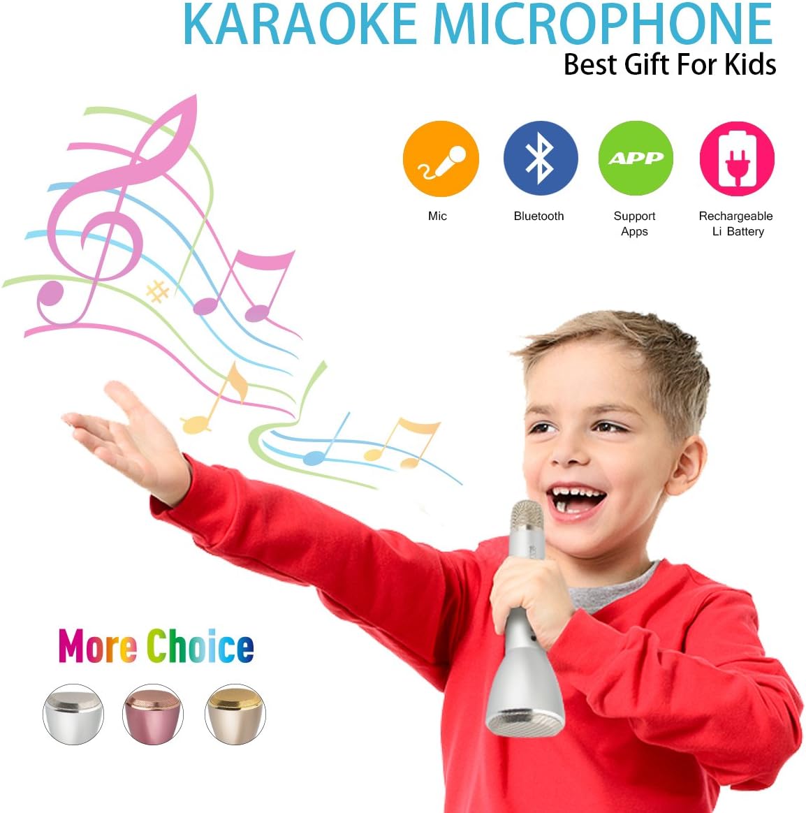 Wireless Karaoke Microphone for Kids, Portable Karaoke Player Machine with Speaker for Home Party KTV Music Singing Playing, Support Phone Android IOS Smartphone PC iPad