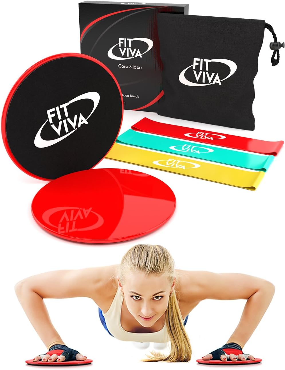 48HOUR Sale! Workout Core Sliders Fitness Exercise and Resistance Loop Bands Bundle with Exercise eBook - Lightweight Workout Equipment for Home