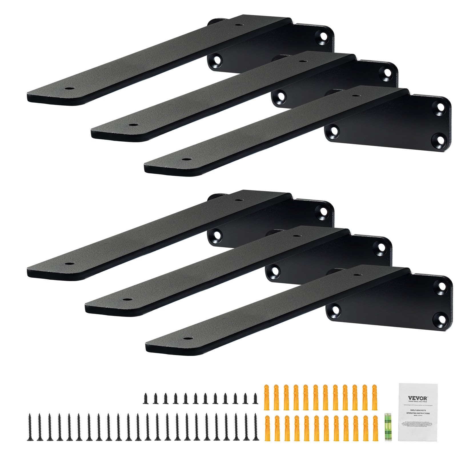 Ssl Brackets VEVOR Floating Shelf Brackets 10 Inch, 6 Pack Heavy Duty Shelf Brackets ...