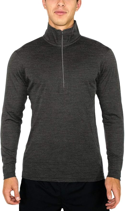 Woolx Mens Merino Wool Base Layer 1/4 Zip Top Midweight - NO ITCH GUARANTEED: Amazon.co.uk 