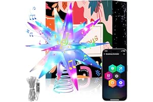 Heceltt Christmas Star Tree Topper,14.6In 60LED Smart RGB Moravian Star Light, Bluetooth App Control-Music Sync Color Changing LED Christmas Tree Light Indoor Decor