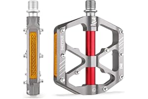 MZYRH 3 Bearings Mountain Bike Platform Pedals - Flat Alloy 9/16" Non-Slip Bicycle Pedals