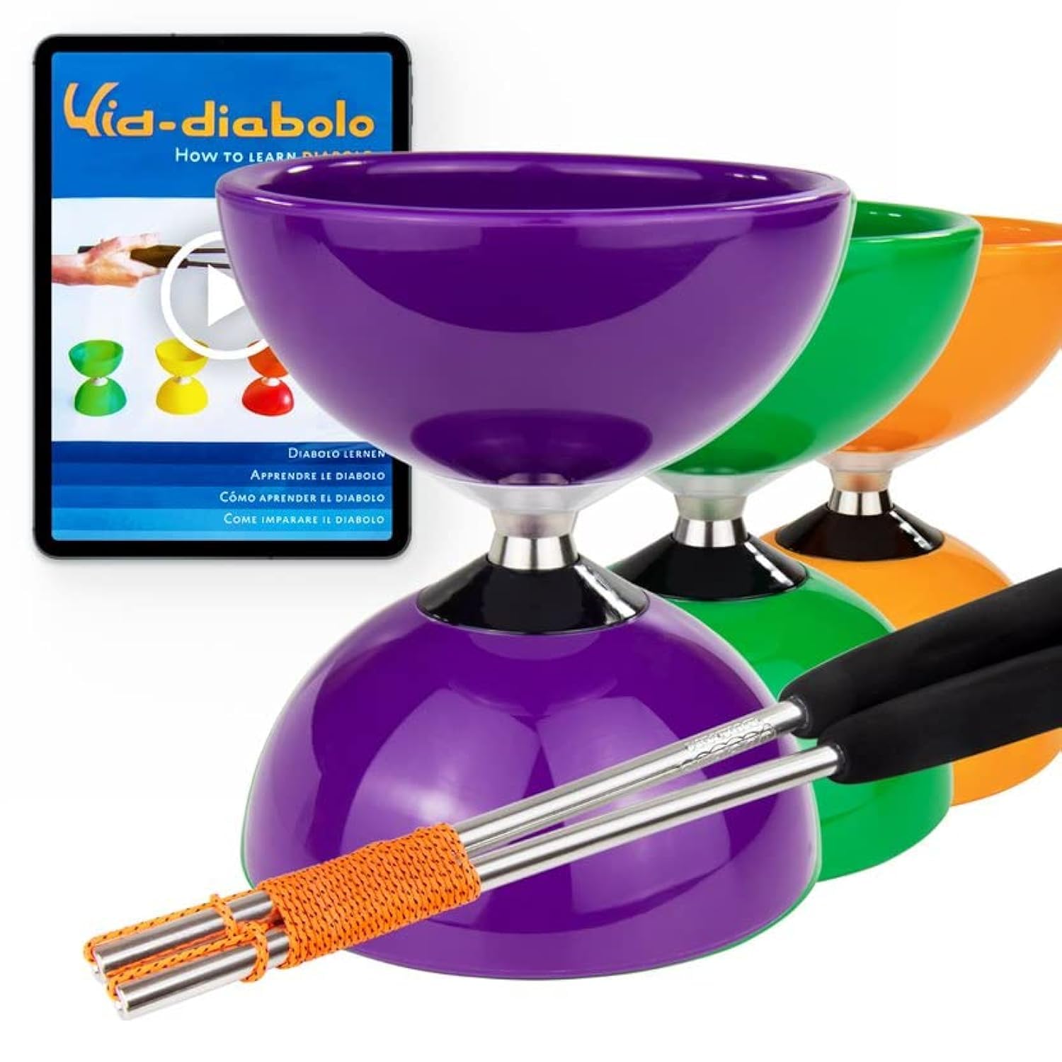 Juggle Dream Carousel Diabolo Juggling Set - Triple Ball Bearing Axle - with Aluminium Handsticks and Online Learning Video - Juggling (Purple)