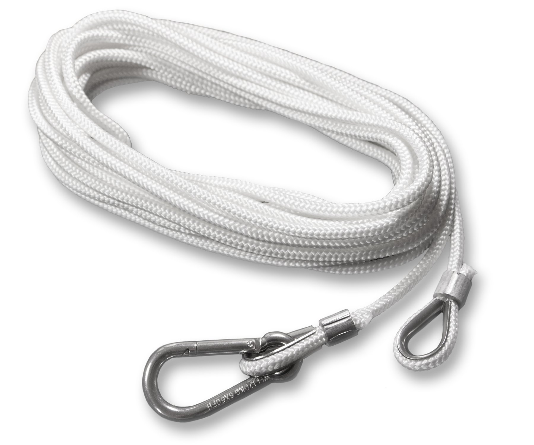 FBS PES Hoisting Rope Flag Rope Rope Flag Rope with Carabiner for Flagpole with Standard Hoisting Device Diameter 5 mm Length 9.6 m Braided White Line Lead Nominal Height 6 m