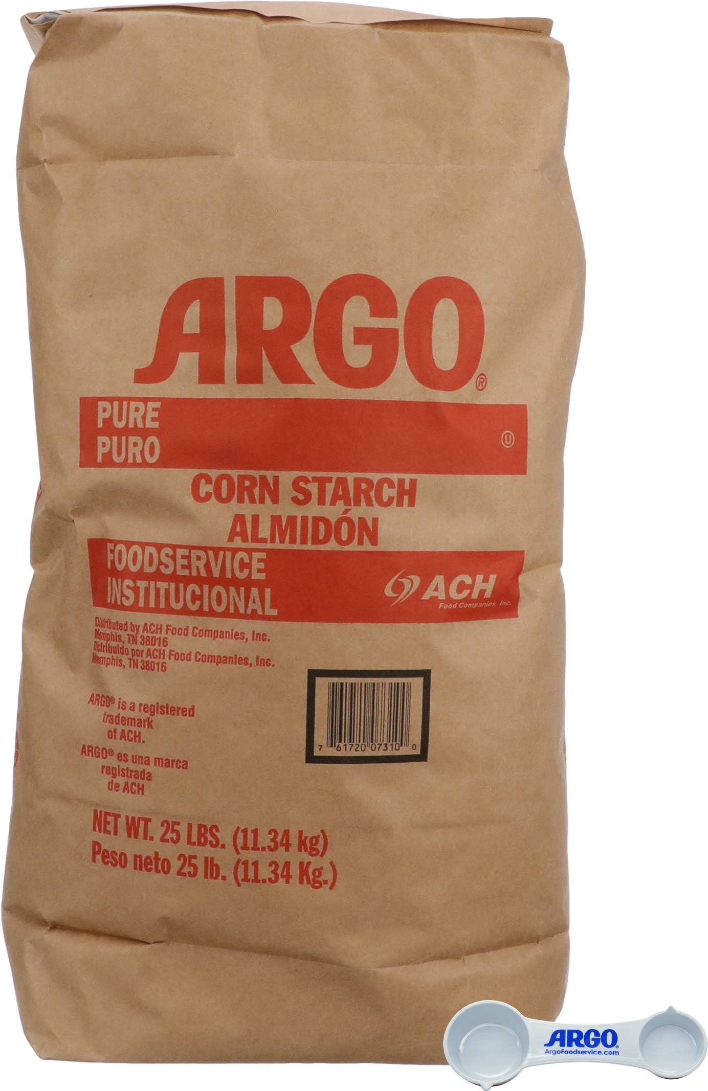 Argo Corn Starch Powder Pure 25 Pound Foodservice Bag and Argo Measuring Spoon
