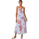 ADOR Women's Boho Maxi Chiffon Dress Spaghetti Strap Long Flowy Floral A Line Summer Beach Vacation Wedding Guest Dresses