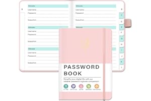 VCOOHM Password Keeper Book with Alphabetical Tabs, Hardcover Password Book for Internet Website Address Login, Perfect Small Password Notebook, Password Keeper and Organizer for Home Office, Pink