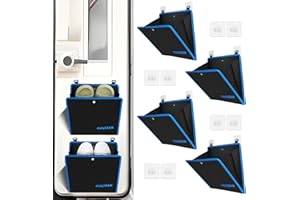 GOCIEAN RV Shoe Storage 4 Pack - Wall Mounted Shoe Rack with Waterproof Liner & Extra Deep Large Pockets | Self-Adhesive Space Saving Wall Shoe Organizer for RV, Camper, Home | Fits 1 Pair Size 11 Per Pocket