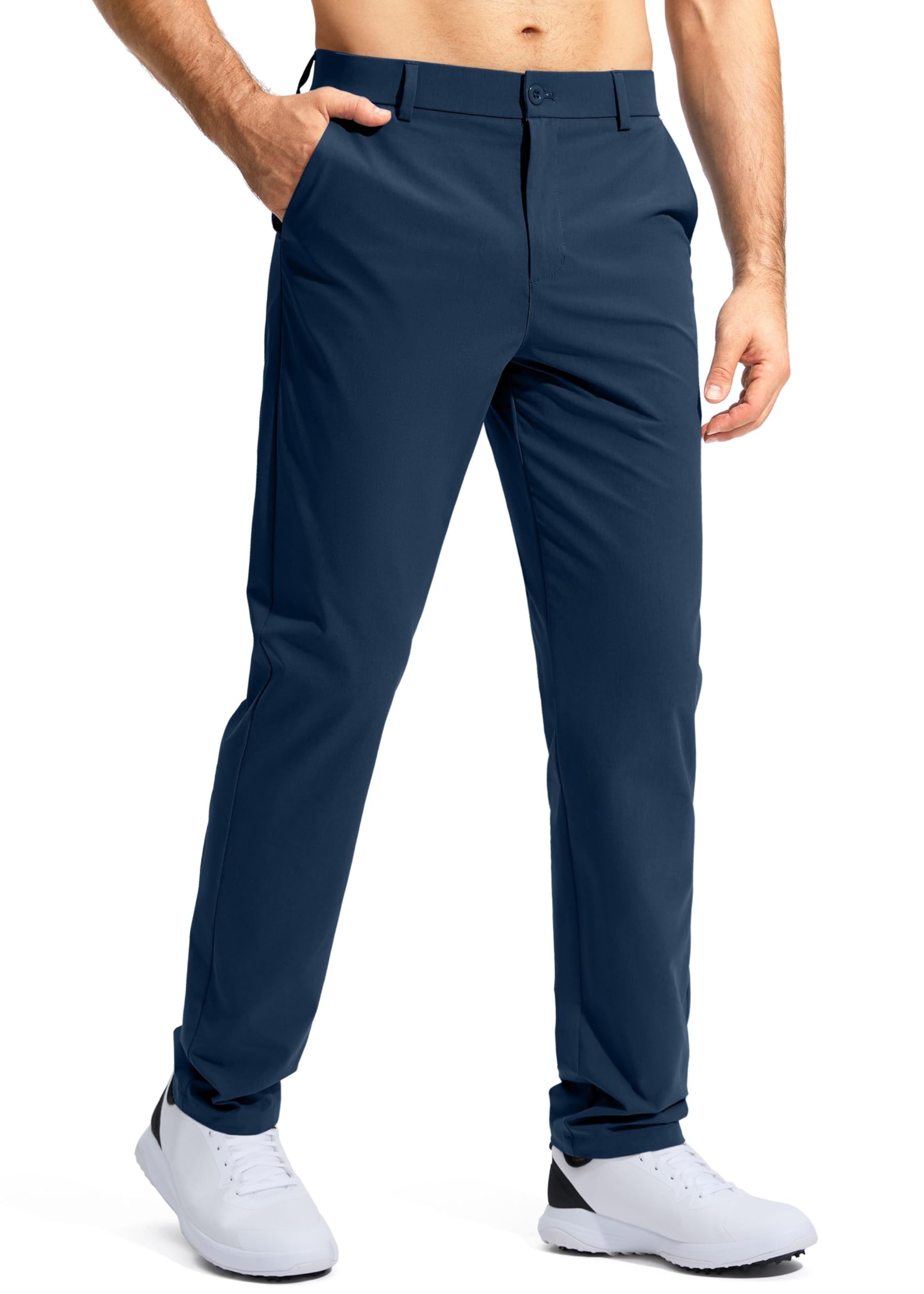 Photo 1 of ***RUNS SMALL*** Pudolla Men's Golf Pants Stretch Classic Fit Work Dress Pants 34 Lightweight Quick Dry Casual Slacks Trousers with Pockets(Navy 34Wx34L)