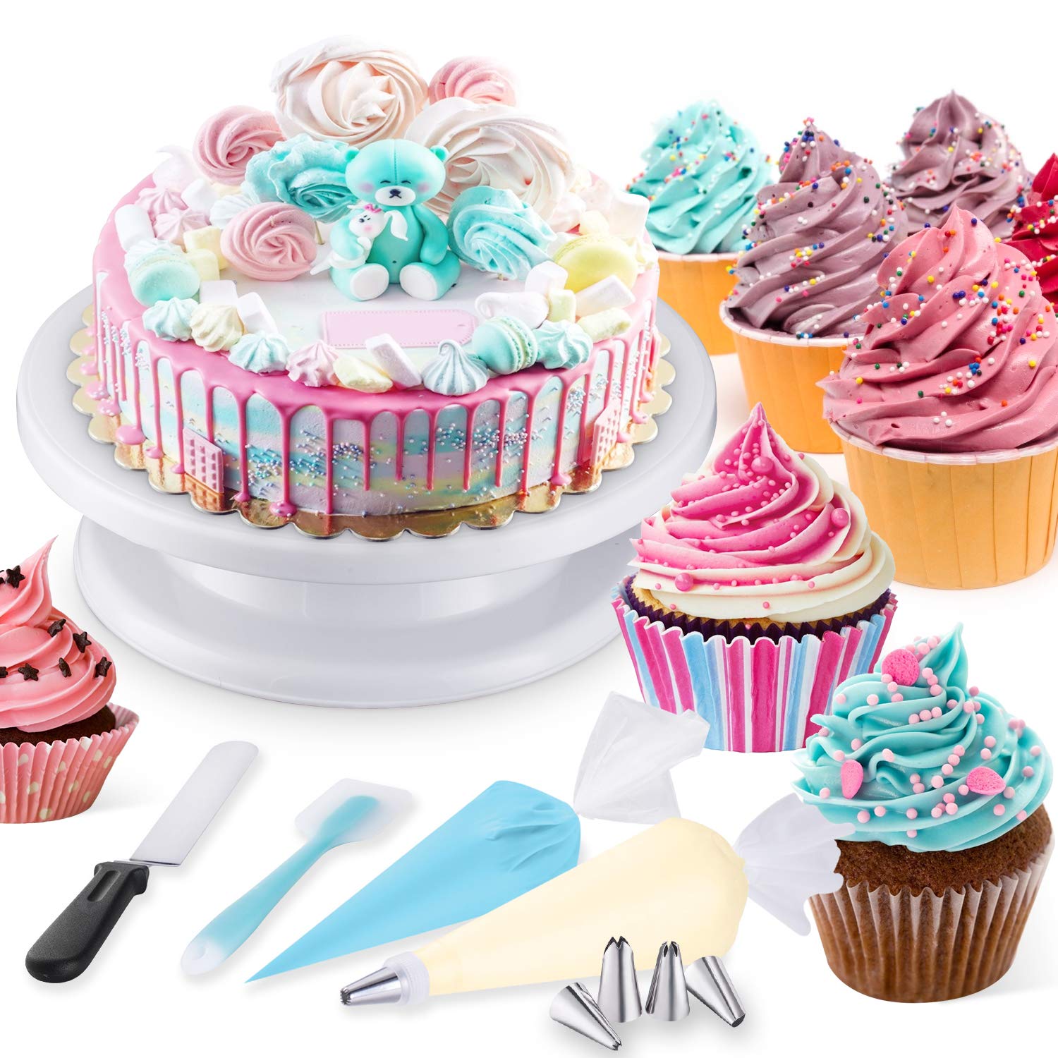 2 Icing Spatula 3 Icing Smoother 12 Cake Decorating Tips Kootek Allin