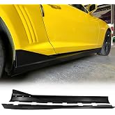 FREEMOTOR802 Side Skirts Fits 2010-2015 Chevy Camaro LS LT SS, Matte Black | IKON V3 Style, PP, Add-on Rocker Panel Extensions Side Splitters Protectors Exterior Styling Body Kit