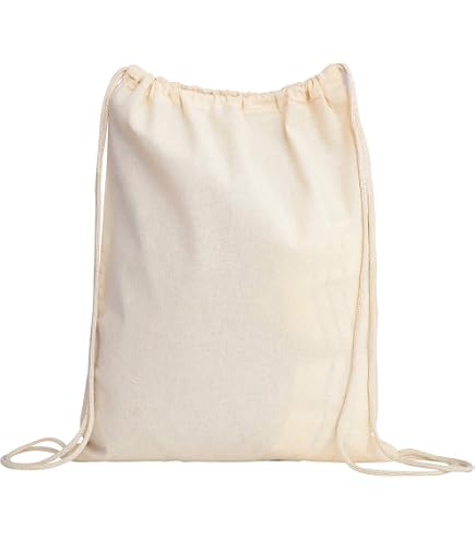 Amazon.com | TBF Cotton Canvas Drawstring Backpack with Zippered