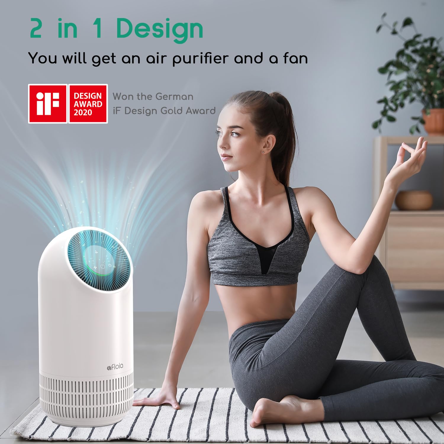 Afloia Air Purifiers for Home Large Room Up to 880 Ft², Efficient Filter Air Cleaner for Allergies, Remove 99.99% Pets Hair Odor Dust Smoke Mold Pollen, Fillo White
