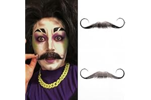 TRIPYGO Fake Beard Human Hair Realistic Fake Mustache for Men, Full Hand-tied Invisible Lace Fake Facial Hair Natural Black Reusable Fake Goatee Costume Beard for Halloween Cosplay Party Drama