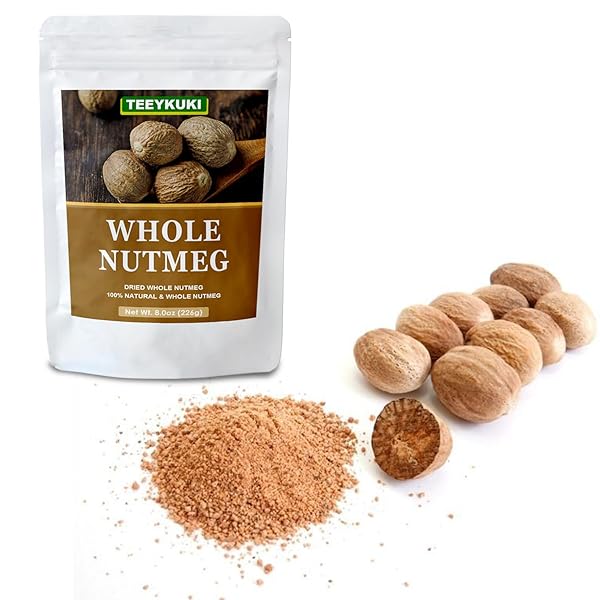 NATURAL DRIED WHOLE NUTMEG, 8.0OZ(226.0G), PREMIUM DRIED NUTMEG WHOLE, NO GMO