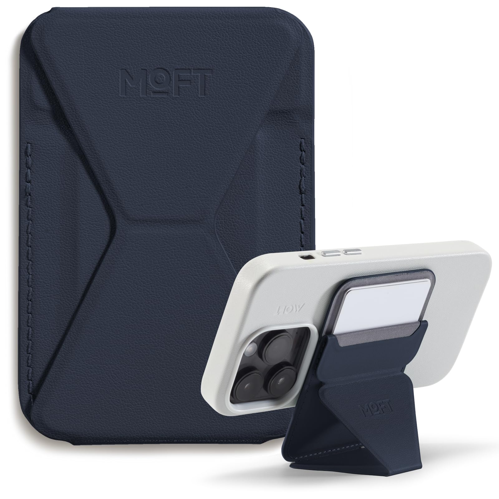 MOFT Snap Magnetic Phone Stand Magsafe Compatible Wallet for iPhone 17 16 15 14 13 12 Series, with 3 Viewing Angles, Enhanced Magnetic Strength, 2 Card Holder, Deep Blue — image 1