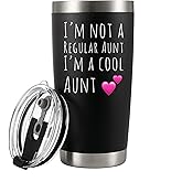 Panvola I'm Not A Regular Aunt I'm A Cool Aunt Gifts from Niece Nephew Sister's Mother's Day Gifts for Auntie Tia Vacuum Insulated Tumbler With Removable Straw Lid Stainless Steel 20oz Black