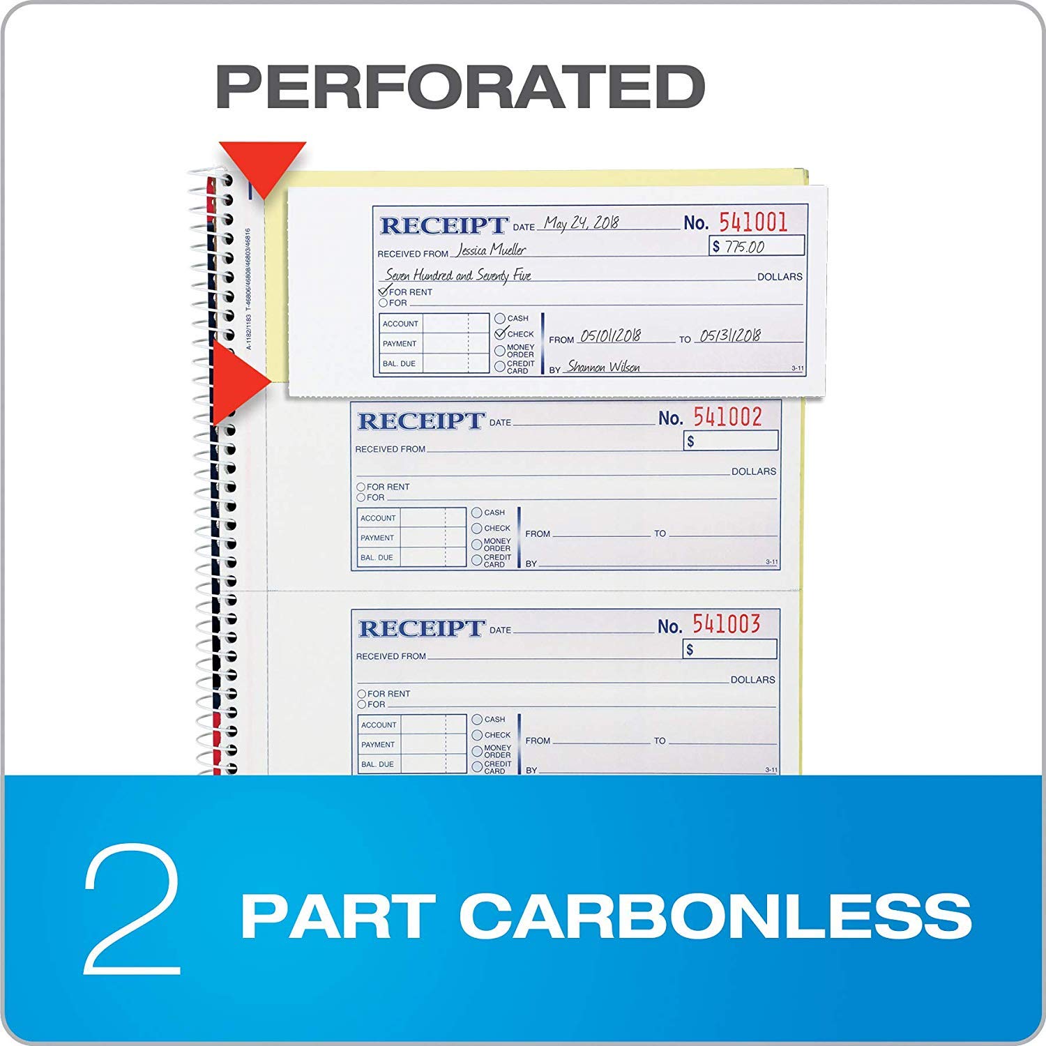 Adams Money And Rent Receipt Book, 2Part Carbonless, 75/8" X 11