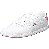 womens white and pink lacoste trainers