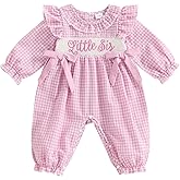 Newborn Baby Girl Outfit Ruffle Long Sleeve Plaid Boho Romper Cute Bubble Jumpsuit Vintage Fall Winter Clothes