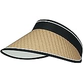 CLAPE Wide Brim Straw Visor Hat for Women, Lightweight Sun Protection Summer Beach UV Sun Hats with Open Back for Ponytail