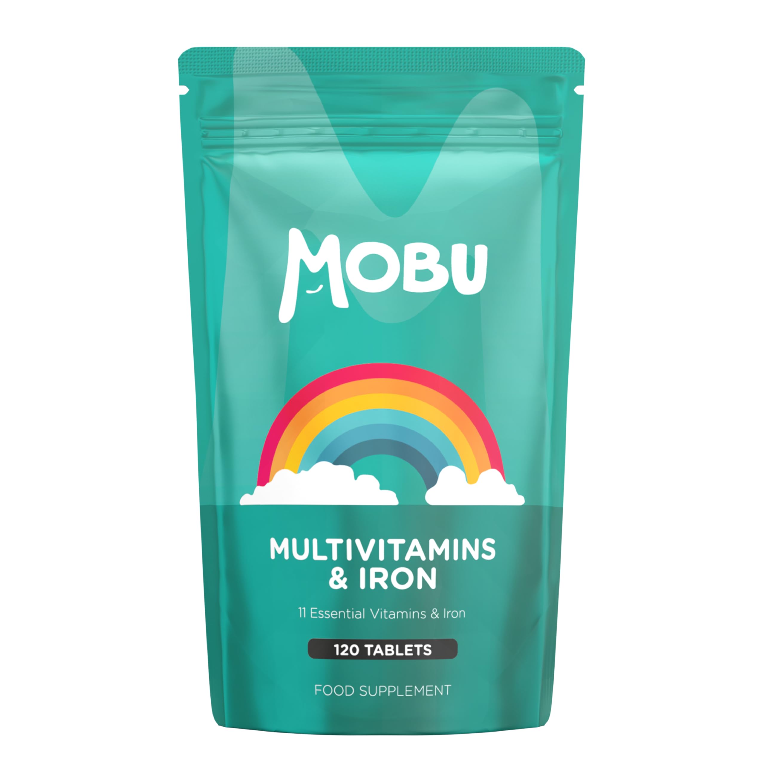 Multivitamin & Iron 120 Tablets for Men & Women | Vitamin B, C, D, E and Iron | Immune Support & Daily Wellbeing Multivitamins | Vegan | MOBU UK
