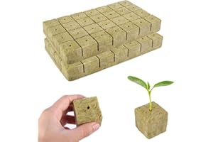 Naturezhen 56 Pcs Rockwool Grow Cubes (1.57"), Hydroponic Starter Plugs for Seedlings, Cloning & Soilless Cultivation, Premiu